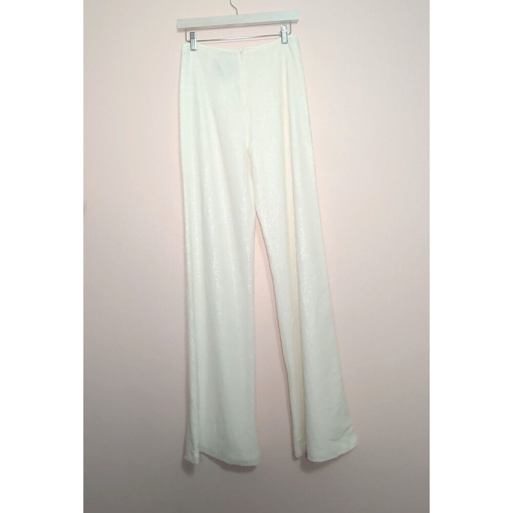 Black Halo Eve Size 8 White Sequin High Waisted Pants Formal Evening Bridal - Picture 4 of 12